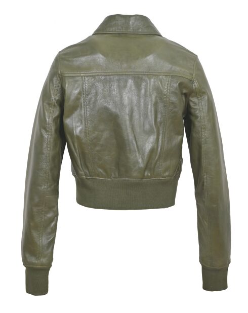 Veste en Cuir Oversize Inaya verte