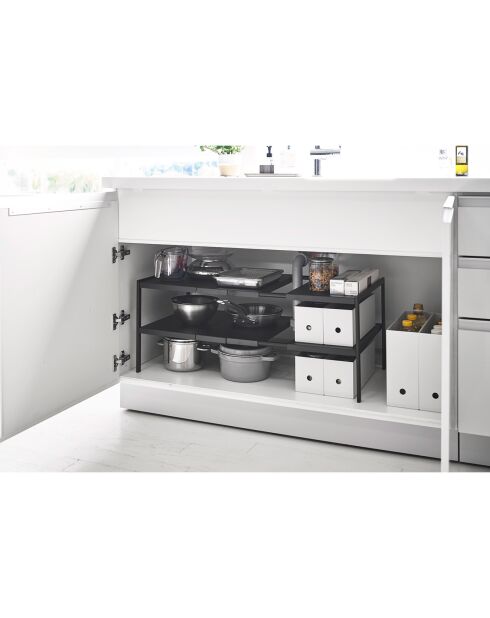 Organisateur extensible à 2 niveaux Tower noir - 30x50-85x35 cm