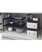Organisateur extensible à 2 niveaux Tower noir - 30x50-85x35 cm