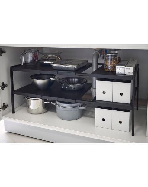 Organisateur extensible à 2 niveaux Tower noir - 30x50-85x35 cm