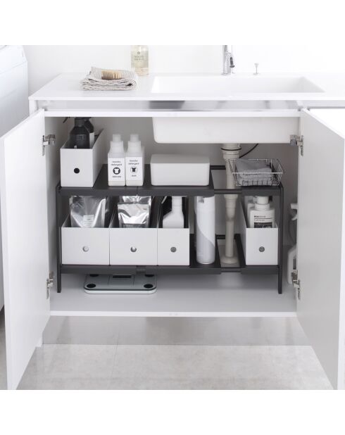 Organisateur extensible à 2 niveaux Tower noir - 30x50-85x35 cm