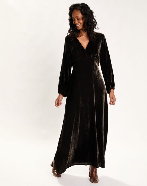 Robe en Velours Solo café