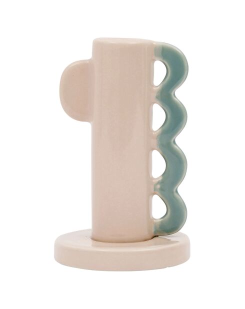 Bougeoir en Grès Funny nude/vert - D.7.5x12.5 cm