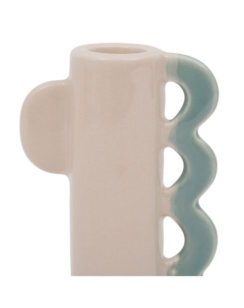 Bougeoir en Grès Funny nude/vert - D.7.5x12.5 cm