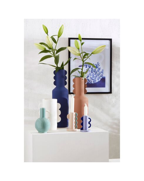 Bougeoir en Grès Funny nude/vert - D.7.5x12.5 cm