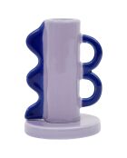 Bougeoir en Grès Funny parme/bleu - D.7x11 cm