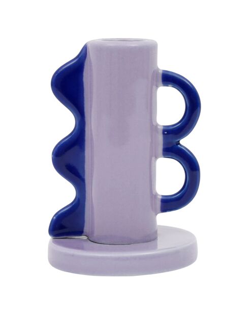 Bougeoir en Grès Funny parme/bleu - D.7x11 cm