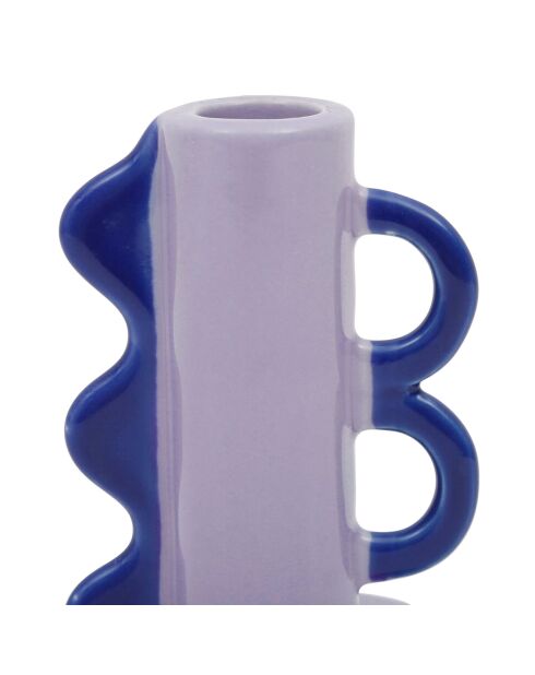 Bougeoir en Grès Funny parme/bleu - D.7x11 cm