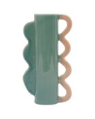Vase en grès Funny vert/corail  - 12x5.5x21 cm