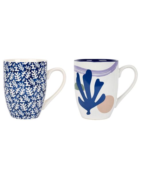 2 grappige mokken van blauw/Parma porselein - 37cl