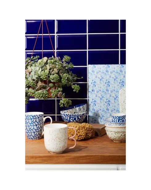 2 grappige mokken van blauw/Parma porselein - 37cl