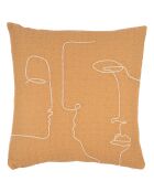 Housse de coussin brodee Organic camel  - 45x45 cm