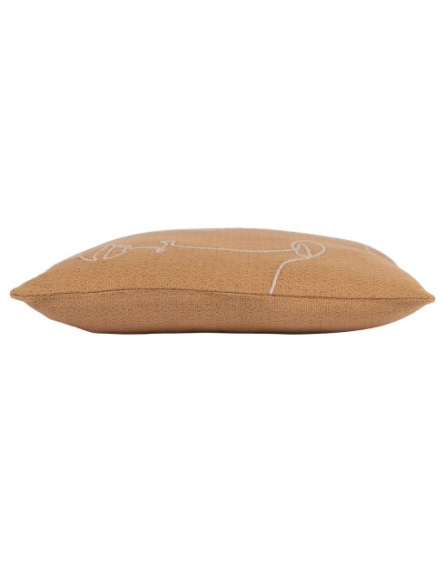 Housse de coussin brodee Organic camel  - 45x45 cm