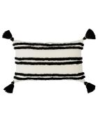 Housse de coussin brodee Ligne blanc/noir  - 50x30 cm
