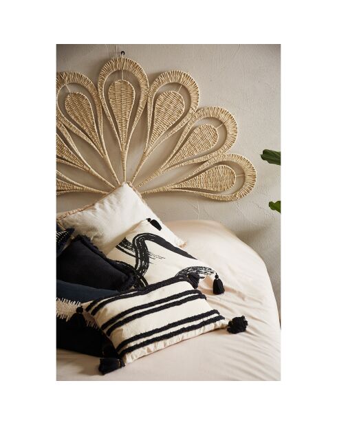 Housse de coussin brodee Ligne blanc/noir  - 50x30 cm