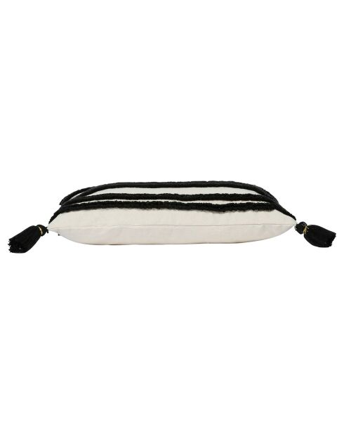 Housse de coussin brodee Ligne blanc/noir  - 50x30 cm