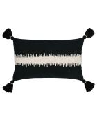 Housse de coussin brodee Ligne noir/crème  - 50x30 cm