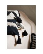 Housse de coussin brodee Ligne noir/crème  - 50x30 cm