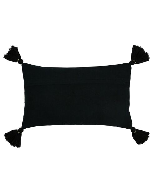 Housse de coussin brodee Ligne noir/crème  - 50x30 cm