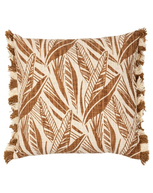 Housse de coussin Maderia ecru/camel  - 45x45 cm