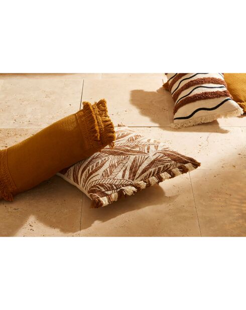 Housse de coussin Maderia ecru/camel  - 45x45 cm