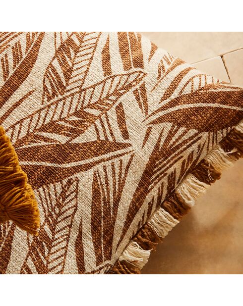 Housse de coussin Maderia ecru/camel  - 45x45 cm