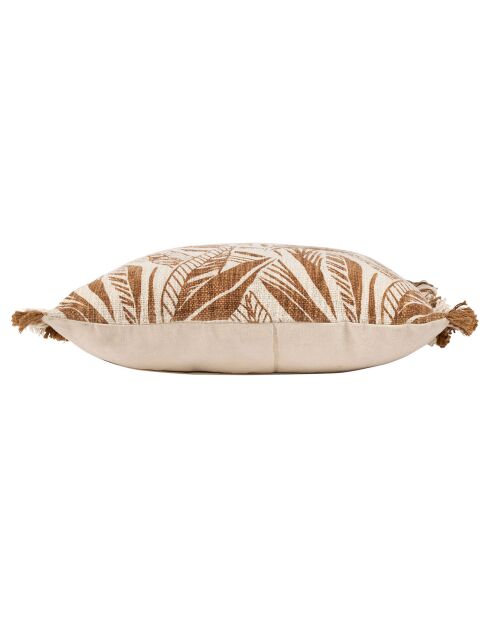 Housse de coussin Maderia ecru/camel  - 45x45 cm