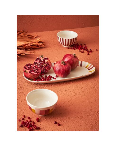 Plat ovale Manarola grenat/moutarde - 31x15.5 cm