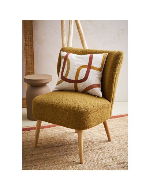 Housse de coussin brodee Manarola ecru/terra - 45x45 cm