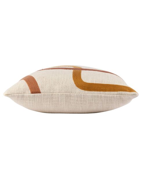 Housse de coussin brodee Manarola ecru/terra - 45x45 cm