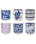 6 Gobelets Porcelaine Funny bleu/parme - 10cl