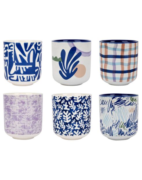 6 Gobelets Porcelaine Funny bleu/parme - 10cl