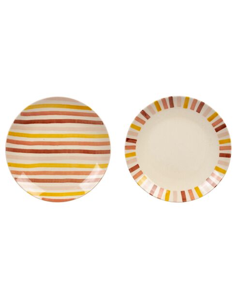 2 Assiettes Manarola grenat/moutarde - D.20.5 cm