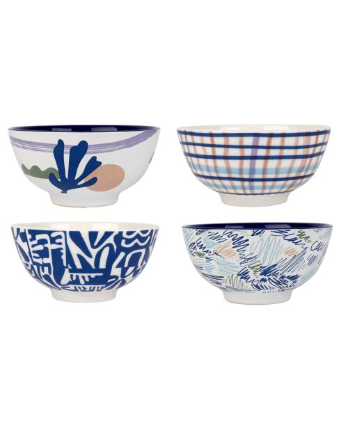 4 Bols Porcelaine Funny bleu/parme - 30cl