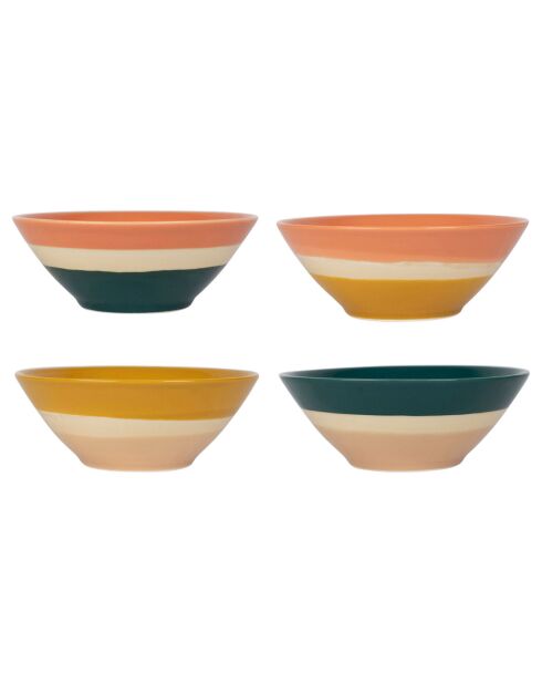 4 Coupelles Porcelaine  Funky multicolore  - D.14.5x5.5 cm