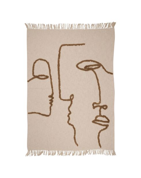 Plaid Organic ecru/taupe - 170x130 cm