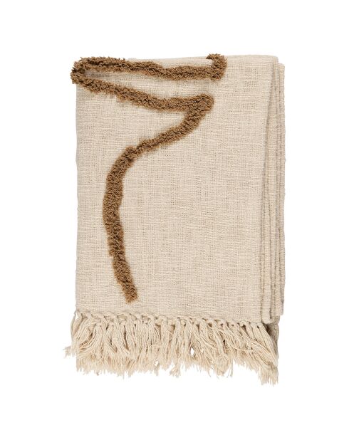 Plaid Organic ecru/taupe - 170x130 cm