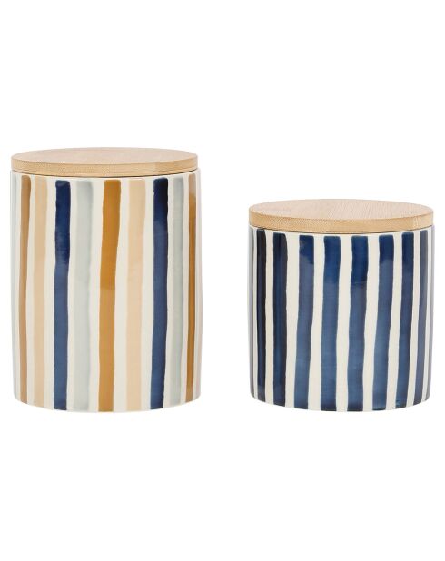2 Pots avec couvercle Blue sand bleu/beige
