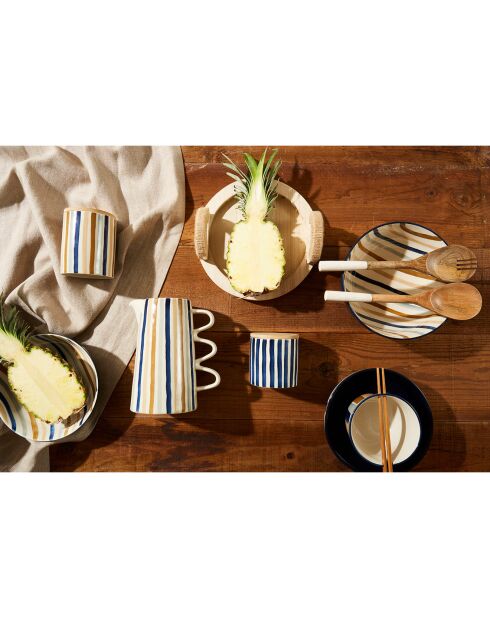 2 Pots avec couvercle Blue sand bleu/beige