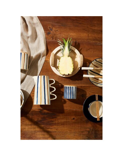 2 Pots avec couvercle Blue sand bleu/beige