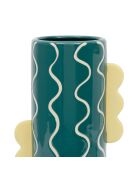 Vase en grès cylindre Lumi émeraude/jaune - 17.5x12x30 cm