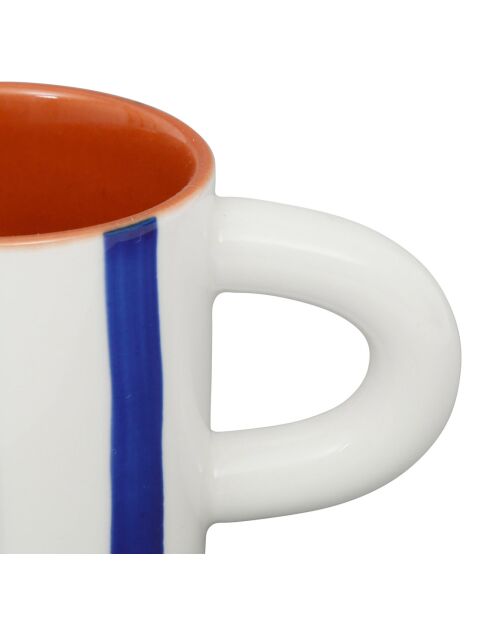 6 Alaria wit/indigo koffiekopjes - 17cl