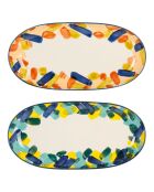 2 Plats ovale Belle vie multicolore  - 31x15.5 cm