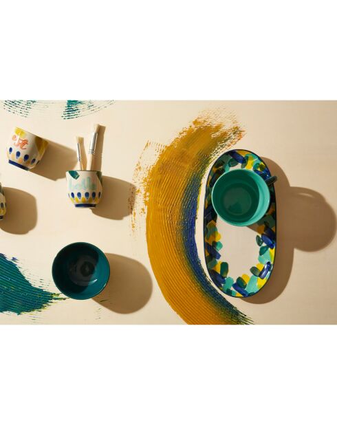 2 Plats ovale Belle vie multicolore - 31x15.5 cm