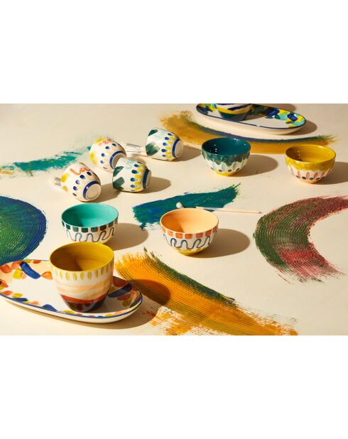 2 Plats ovale Belle vie multicolore  - 31x15.5 cm