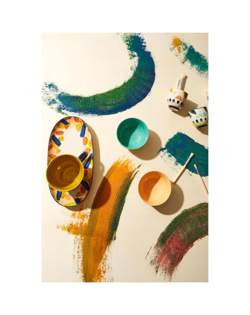 2 Plats ovale Belle vie multicolore  - 31x15.5 cm
