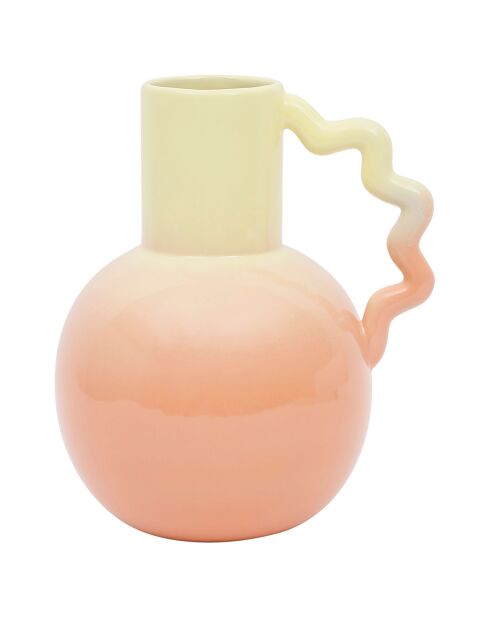 Vase en grès pichet Lumi corail/jaune  - 20x17x24 cm