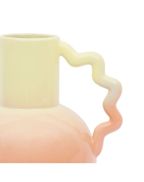 Vase en grès pichet Lumi corail/jaune  - 20x17x24 cm