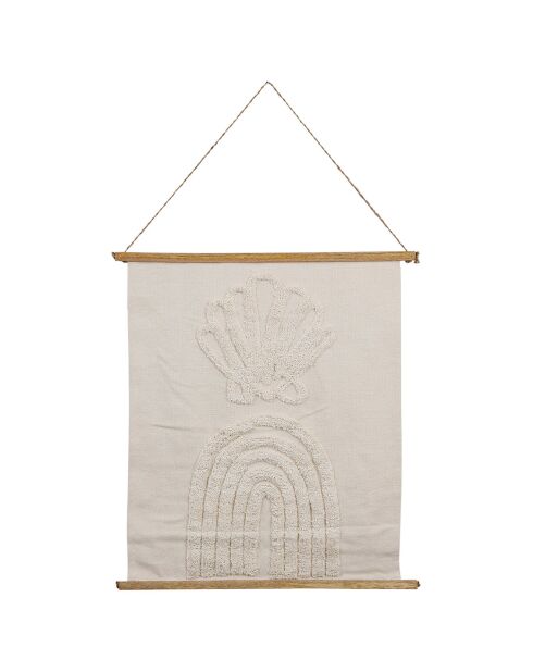 Getuftete Leinwand in Blau und Ecru - 60x70 cm