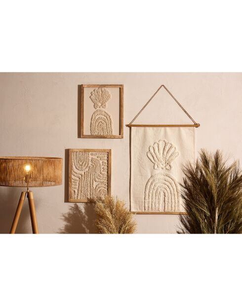 Getuftete Leinwand in Blau und Ecru - 60x70 cm